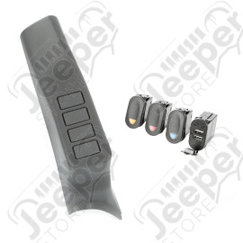 Switch Pod Kit, A-Pillar, 3 Switch, Dual USB Connector; 07-10 Wrangler