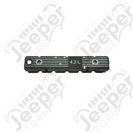 Engine Valve Cover, Logo, Aluminum, Black; 80-91 CJ/YJ/XJ/SJ, 4.2L