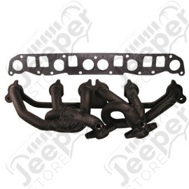 Exhaust Header, Steel, Black; 99-06 Jeep XJ/ZJ/TJ, 4.0L