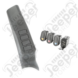 Switch Pod Kit, A-Pillar, 3 Switch, USB; 07-10 Jeep Wrangler JK/JKU