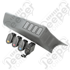 Switch Pod Kit, A-Pillar, 3 Switch, USB; 07-10 Jeep Wrangler JK/JKU