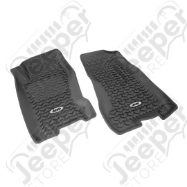 All Terrain Floor Liner, Front Pair, Black, Jeep Logo; 99-04 Jeep WJ