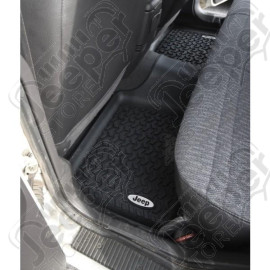 All Terrain Floor Liner, Rear, Black, Jeep Logo; 84-01 Cherokee XJ