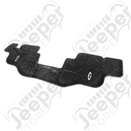 All Terrain Floor Liner, Rear, Black, Jeep Logo; 76-95 CJ7/YJ