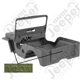 Body Tub Kit, Reproduction, Steel, Willys Script; 49-53 Willys CJ3A