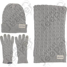Pack hiver : Bonnet Jeep, gants Jeep et écharpe Jeep, couleur gris