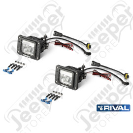 Phares LED antibrouillards carré (la paire) pour pare chocs avant RIval pour Jeep Wrangler JK, JL et Gladiator JT