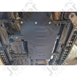 Protection acier boîte de vitesses + boîte de transfert FLJ Offroad "IronShield Drivetrain" épaisseur : 2mm pour Jeep Wrangler JL & JL Unlimited - 15007.301 / 00.505 / 5941986203885