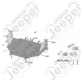 Protection acier moteur + radiateur + pare-chocs avant FLJ Offroad "IronShield Front" épaisseur : 2mm pour Jeep Patriot MK - 15007.801 / 28.500 / 5941986203854