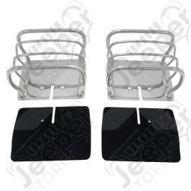 Kit protections de feux arrière acier inox Jeep CJ, Wrangler YJ, TJ - Kit protections de feux arrière acier chrome pour Jeep CJ, Wrangler YJ, TJ
