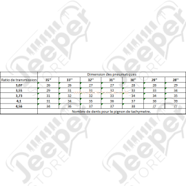 Pignon de compteur (tachymetre) arbre long 19 dents Jeep Wrangler YJ et Cherokee XJ