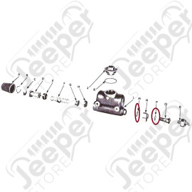 WO637606/4 Kit de 2 joints cuivre sortie de maître cylindre de frein (grand entre maître cylindre et raccord en T et petit entre raccord en T et vis creuse) Jeep Willys MB, GPW, M38, M38-A1, M201, CJ2A, CJ3B