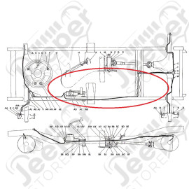 Tube rigide frein, (conduite maître cylindre pont arrière) Jeep Willys MB, GPW, M38, M38-A1, M201, CJ2A
