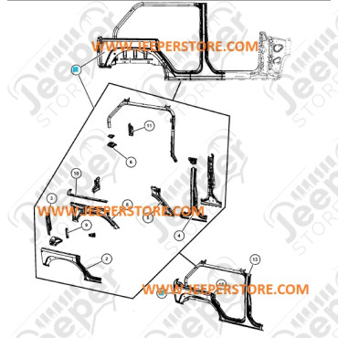 Aile arrière droite complète à souder - Jeep Wrangler JK Unlimited (4 portes) - 68002324AF