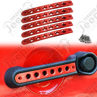 Kit enjoliveurs de portes en aluminium (couleur : Rouge) - Jeep Wrangler JK Unlimited (4 portes) - HBX065_R