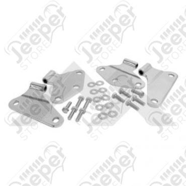 Kit de 4 charnières coté caisse en acier / inox pour Jeep Wrangler JK (2 portes) 
