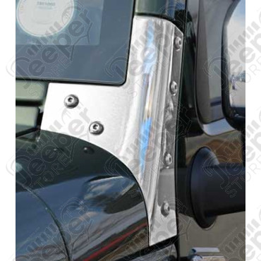 Kit fixations de baie de pare brise acier inox Jeep Wrangler JK