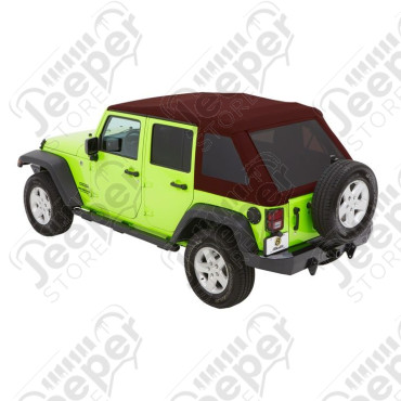 Bache Trektop Glide - Couleur : Crushed Red Pepper (Rouge foncé) - Tissu : Twill - Jeep Wrangler JK Unlimited (4 portes)
