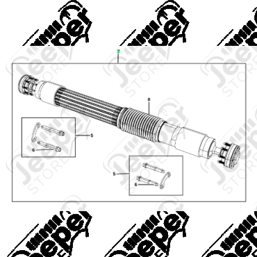 Arbre arrière avec 2 joints homocinétiques (origine) pour 2.8L CRD (200 ch.) avec boite auto Mercedes NAG1 Jeep Wrangler JK Unlimited (4 portes)