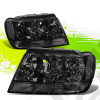 Kit de 2 phares verre clair sur fond noir - Jeep Grand Cherokee WJ / WG
