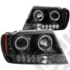 Kit de 2 phares verre clair sur fond noir - Jeep Grand Cherokee WJ / WG