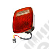 Feu arrière gauche (avec éclaireur de plaque) (version US) rouge et blanc (boitier chromé) pour Jeep CJ, Wrangler YJ, TJ