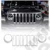 Kit d'inserts gris argent (enjoliveurs) de calandre et phares pour Jeep Wrangler JL