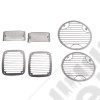Kit de grilles de protection de feux avant et arrière en acier chromé (kit de 6) Jeep Wrangler TJ