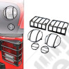 Kit de 6 grilles acier noir de phares et feux US pour Jeep Wrangler JK