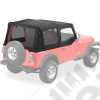 Bâche de rechange avec haut de fenêtre carré, (fenêtre arrière eintées) couleur: noir / black pour Jeep Wrangler YJ (sans aucune armature) 51123-15 / RT10015T
