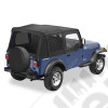 Bâche de rechange avec haut de fenêtre carré, (fenêtre arrière eintées) couleur: noir / black pour Jeep Wrangler YJ (sans aucune armature) 51123-15 / RT10015T