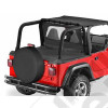 Couverture de plateau de chargement "Duster" (pour support de bâche soft-top Bestop) Couleurs: Black Denim , Jeep Wrangler TJ (permet de garder les fixations de bâche Bestop sous le duster)