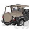 Couverture de plateau de chargement "Duster" (pour support de bâche soft-top d'origine) Couleurs: Dark Tan , Jeep Wrangler TJ (permet de garder les fixations de bâche Bestop sous le duster)