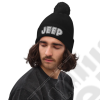 Bonnet Jeep avec pompon, couleur noir écrit Jeep en blanc
