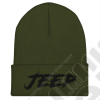 Bonnet Jeep, couleur vert olive écrit Jeep en noir