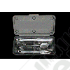 kit de 3 mini couverts en acier inox avec forme d'outillage (cuillère, fourchette et couteau) avec son coffret.