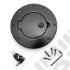 Gas Cap Door, Locking, Black Aluminum; 97-06 Jeep Wrangler TJ