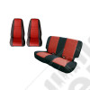 Seat Cover Kit, Black/Red; 80-90 Jeep CJ/Wrangler YJ