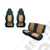 Seat Cover Kit, Black/Tan; 91-95 Jeep Wrangler YJ