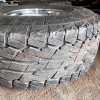 Occasion : Lot de 4 roues 33/12.50R15 (jantes chromée Triangular 5x139.7 + pneus Falken) pour Jeep FC150, CCSJ, GWSJ, SWSJ, WSJ, M715, WJT