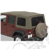 Kit 3 fenêtres teintées pour soft top origine ou bâche Supertop de chez Bestop couleur Khaki Diamond - Jeep Wrangler JK Unlimited 4 portes