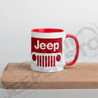 Goodies : Mug Jeep avec calandre en céramique avec intérieur rouge (taille : 15oz)